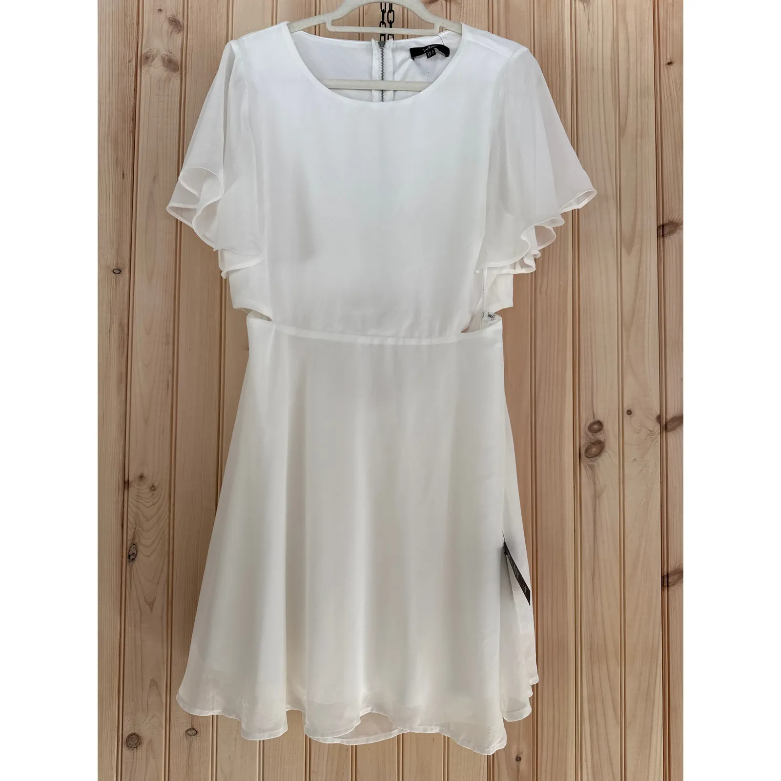 NWT Lulus Blissful Love Ivory Cutout Mini Skater Dress Party Night Out Flowy XL - Image 2