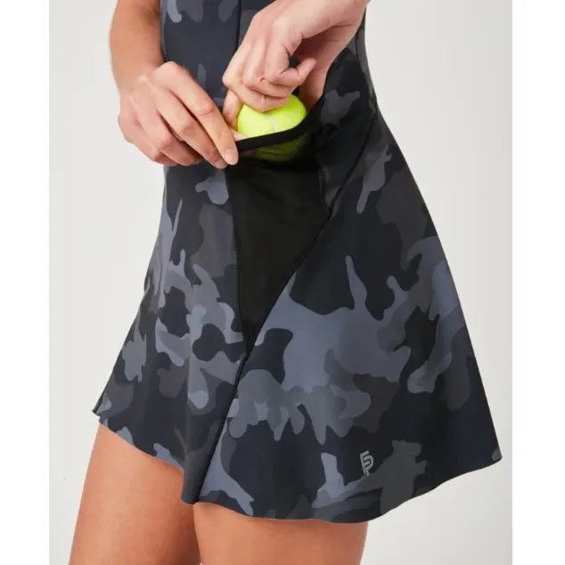 New Flint Park Women's Ace Tennis Dress in Black Camo Size Small Athletic Gray - Image 4