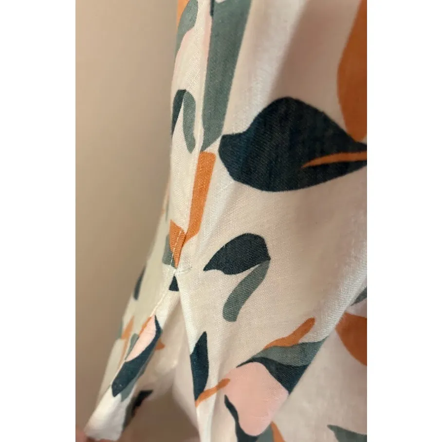 Rachel Zoe Floral Linen Button Front Mini Shirt Dress Size Small - Image 4