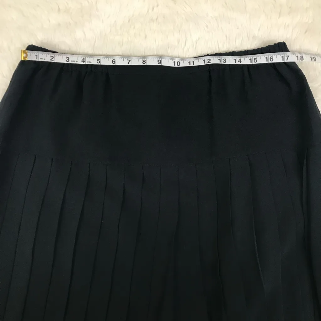 VINTAGE 80s Black Pleated Drop Waist Midi Skirt Plus Size 18 West Germany - Image 10