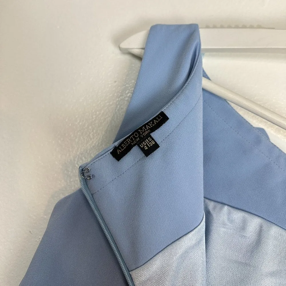 ALBERTO MAKALI 3-D Flower High Neck Midi in Powder Blue Size US 4 - Image 3