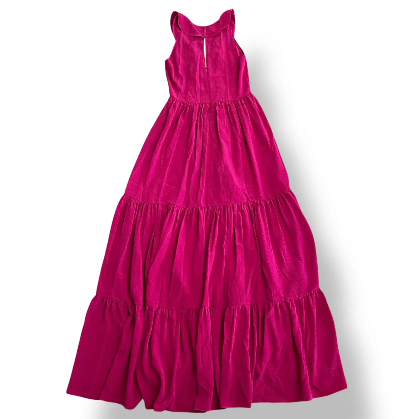 Saloni Suzy Ruffle and Lace Trimmed Crinkled Gauze Maxi‎ Dress Magenta Size US 6 Pink - Image 5