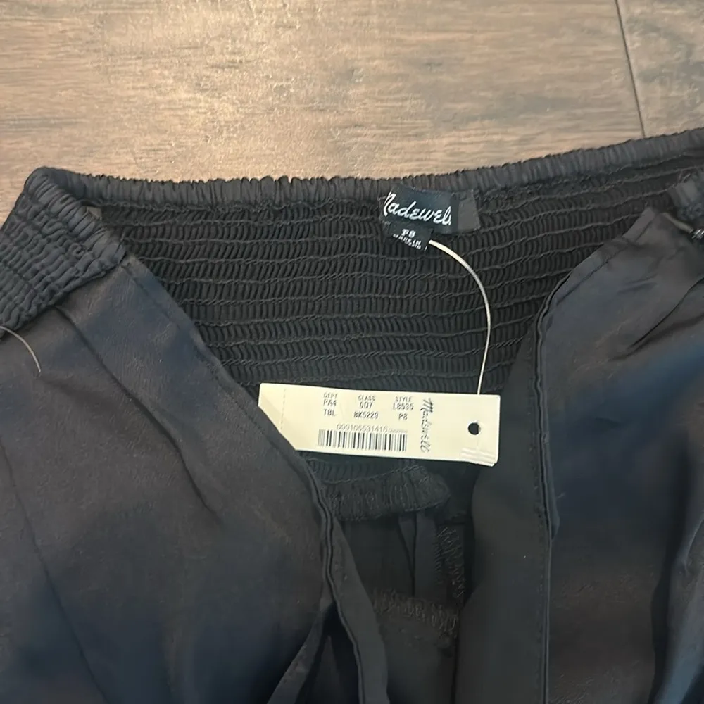 NWT Madewell Petite Black Satin Tie Front Strapless Jumpsuit Sz 8P - Image 8