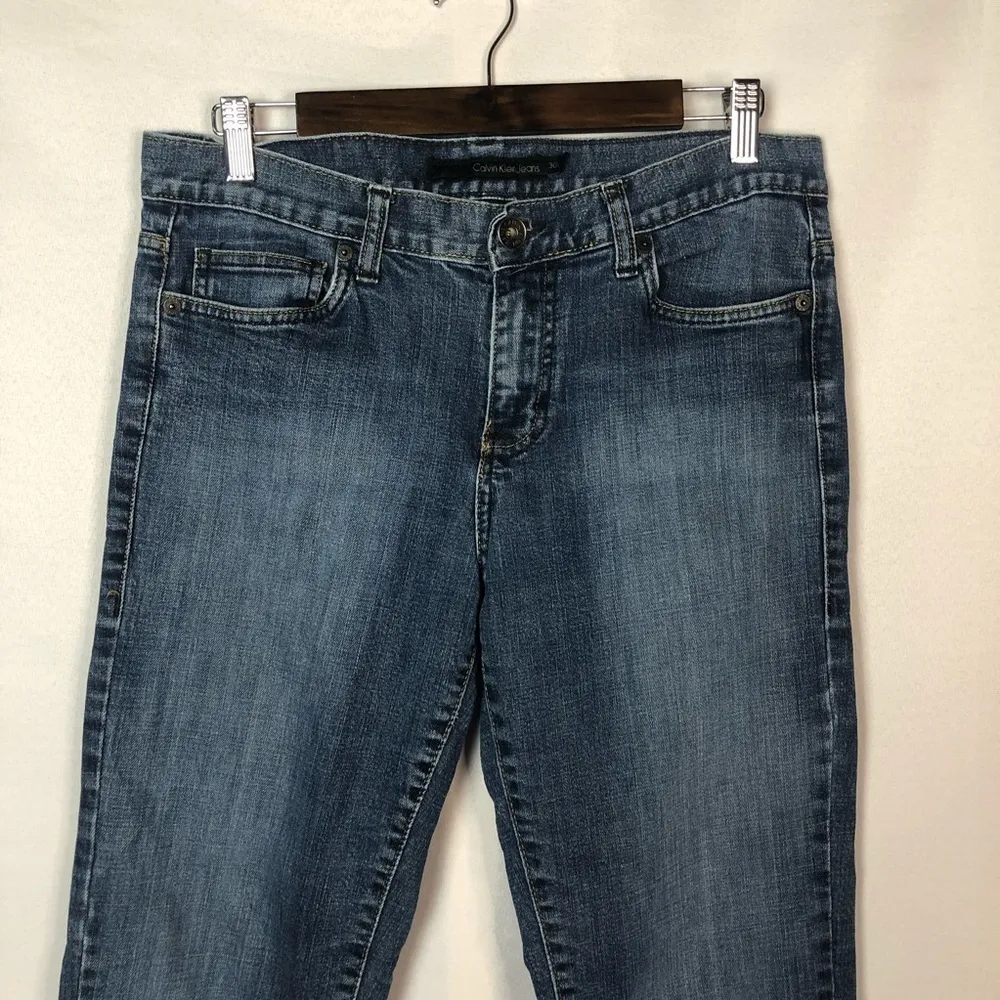 Calvin Klein Dark Wash Mid Rise Skinny Jeans 10 - Image 3