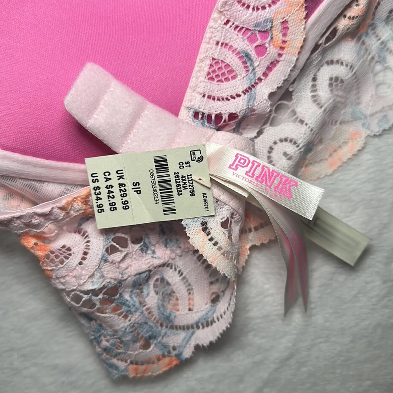 PINK‎ Victoria’s Secret Floral Push Up Women’s Lace Bralette Small - Image 6