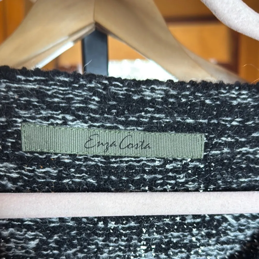 Enza Costa Women's Black and Gray Wool Blend Sweater Size Medium - Image 2