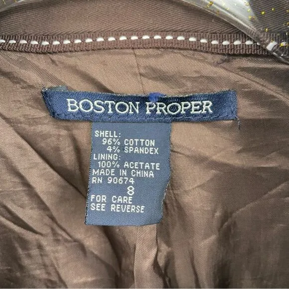 Boston Proper Brown Blazer‎ Peplum Pleated Size 8 - Image 3