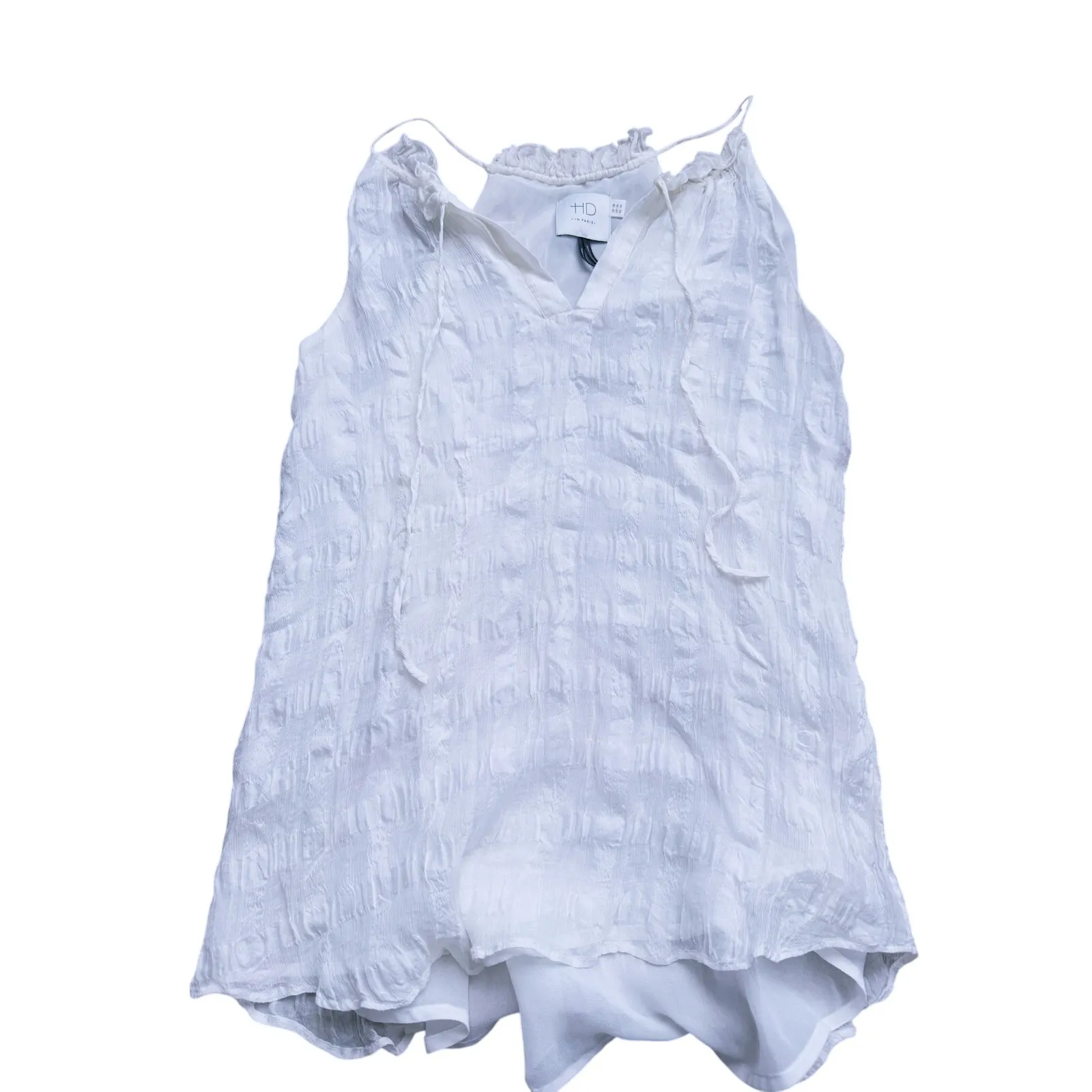 HD In Paris Fairy Ethereal Ruffle Sleeveless Blouse 4 Ivory White Romantic Boho - Image 2