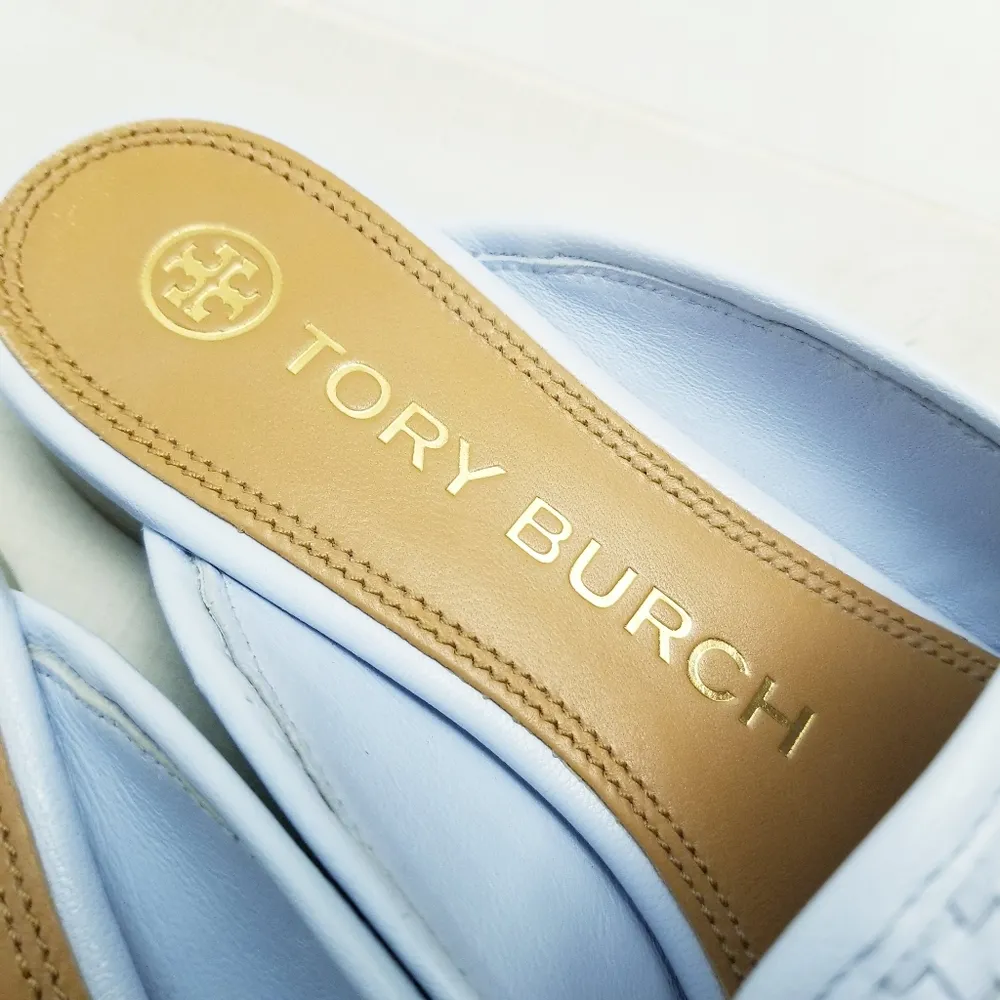 {6M} Tory Burch Jessa Woven Backless Loafer Icy Blue - Image 12
