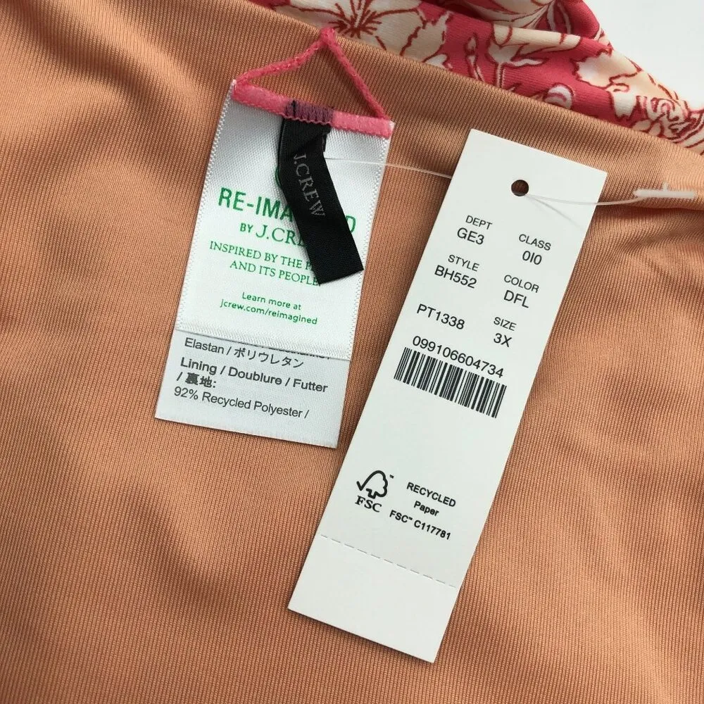 J.Crew Womens High Rise Bikini Swim Bottom Tossed Floral Pink White 3X - Image 3