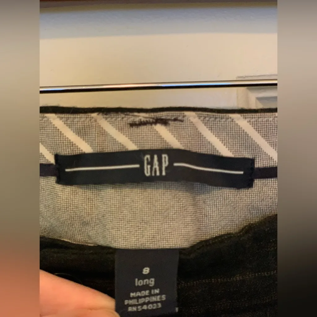 GAP Black Mid-Rise Wide Leg Women's Long Pinstripe Trousers.      Size-8 Long - Image 3