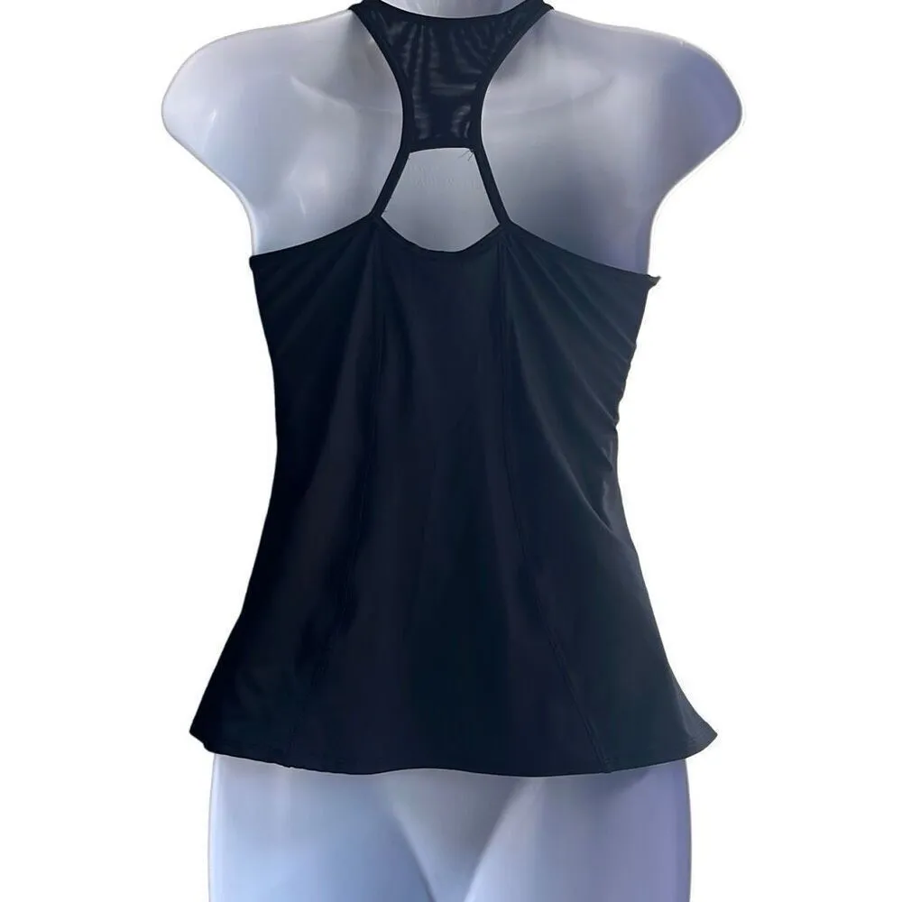 Athleta Black Zenith Tank Top Mesh Racerback Cutout Built-in Bra XS Yoga Workout - Image 2