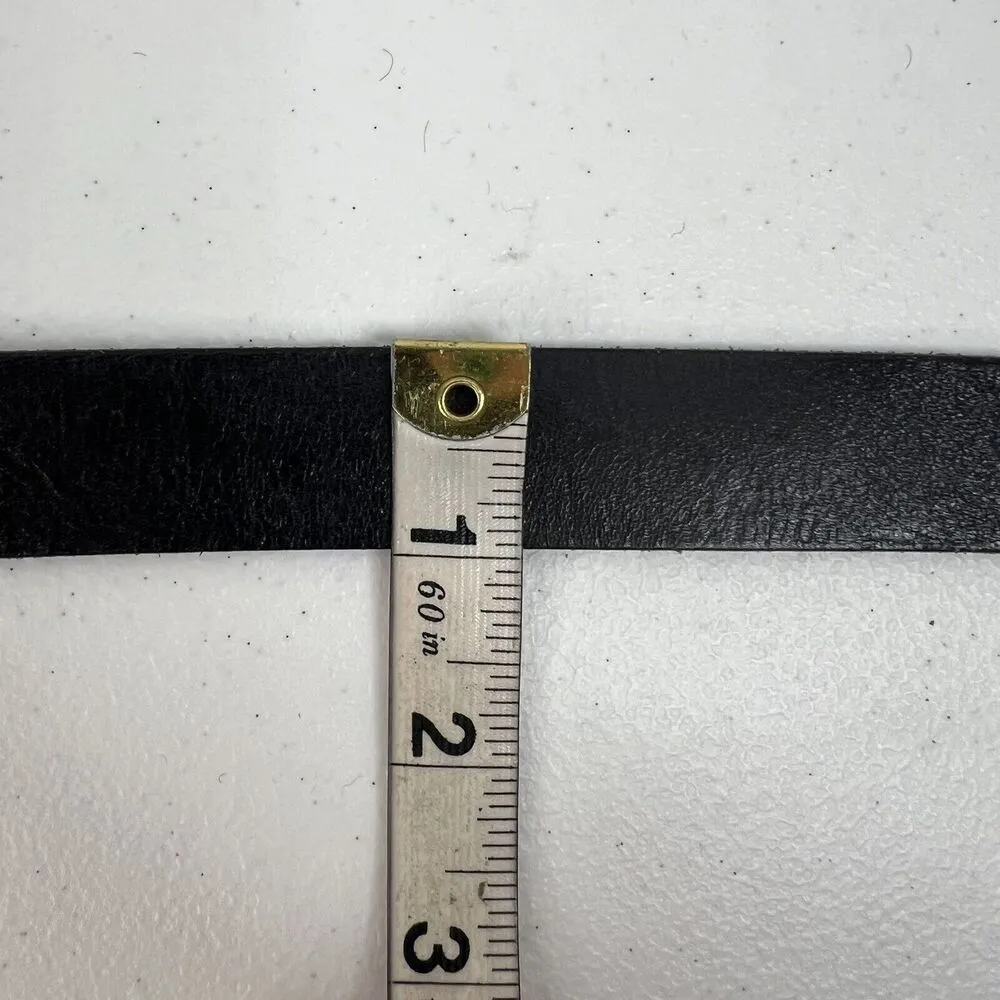 Michael Kors Size M Belt Black Brushed Leather Distressed Adjustable Silver Tone - Image 11