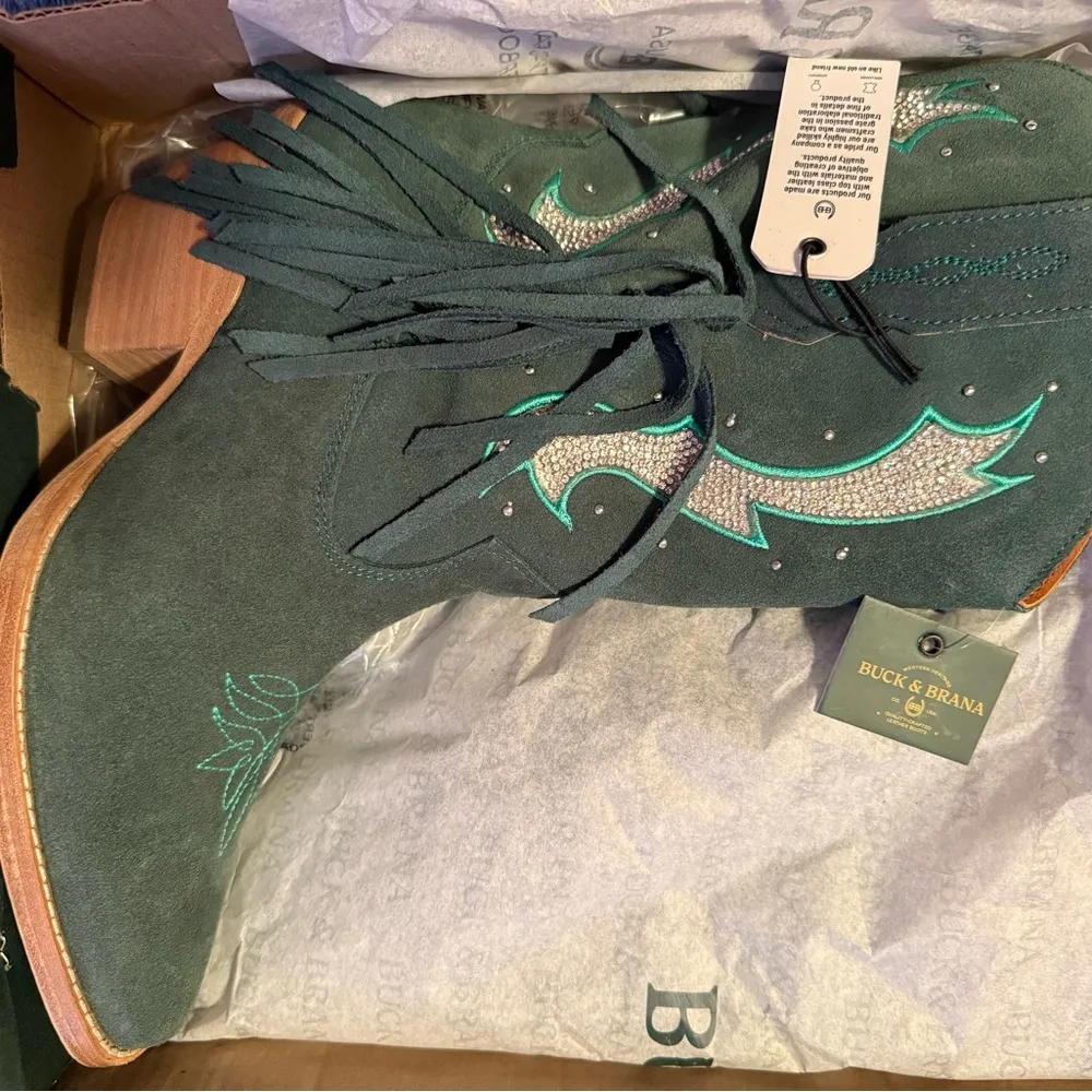 Buck & Brana Women's Morgan Western Leather Boots Woman’s 9.5 Green - Image 7