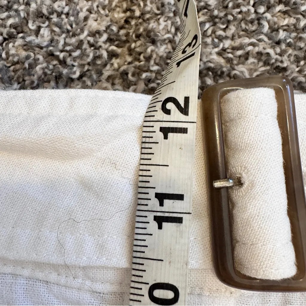 Rachel Zoe White Linen Blend High Rise Dressy Shorts Womens 6 Preppy Belted - Image 3