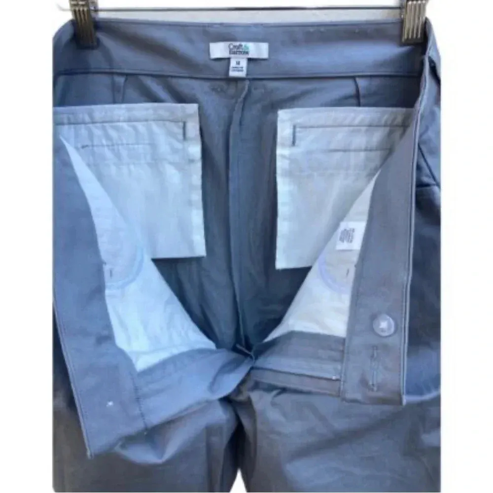 Croft & Barrow Size 14 Womens Capris Pants Cotton ‎ 21 Inch Inseam Gray​​ - Image 3