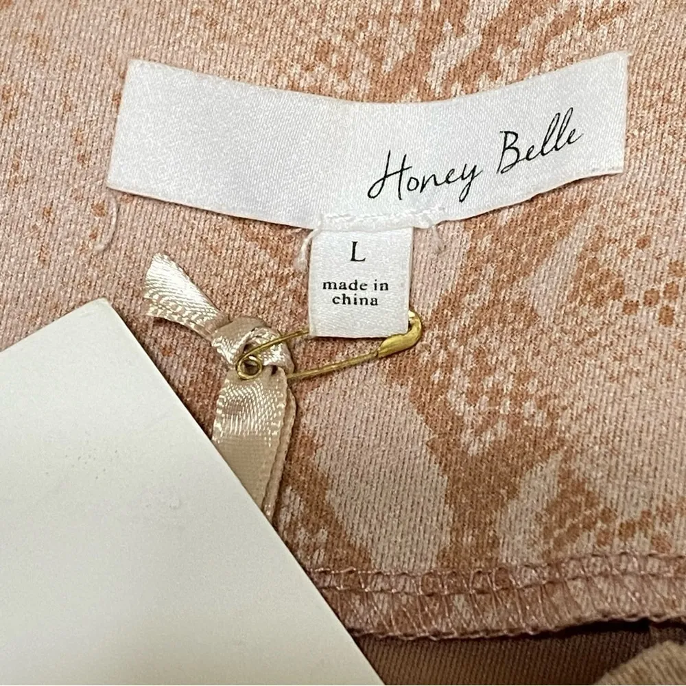 Honey Belle Tan Snakeskin Mini Skirt Large New Stretch Boho Y2K Festival Style - Image 3