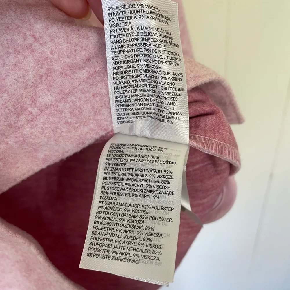 H&M  Pink Button Up Collared Shacket Shirt Jacket ~ Polyester Viscose ~ Size M - Image 7