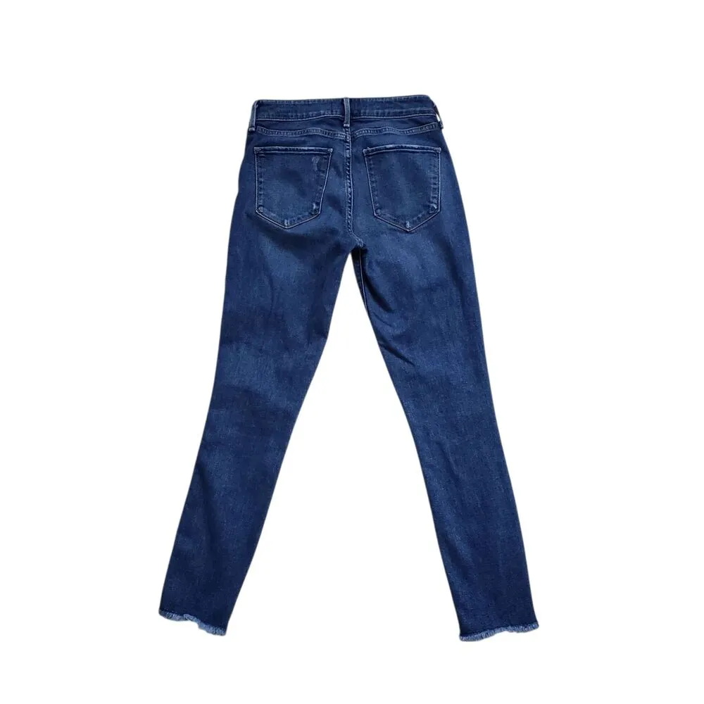 Abercrombie & Fitch Harper Ankle Jeans Womens 26/2 R Denim Stripe Fray Hem - Image 8