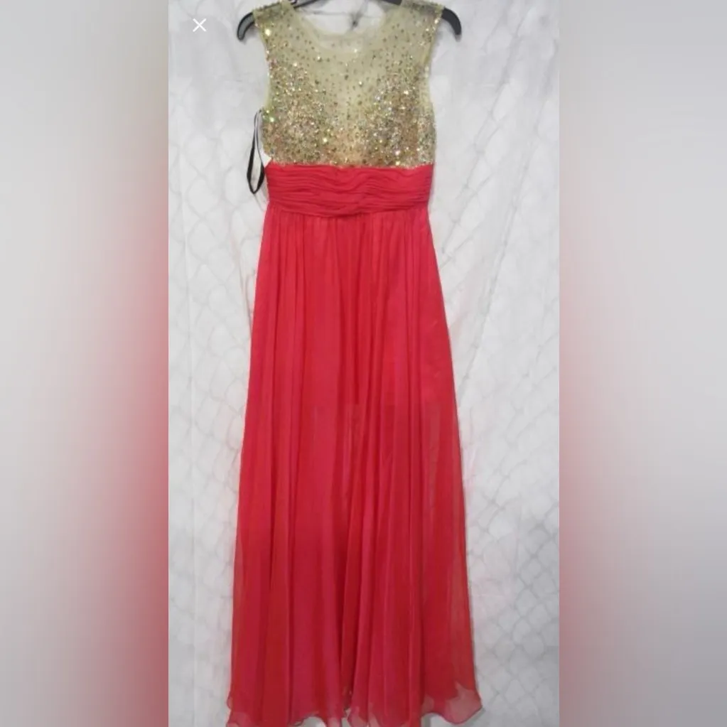 Milano Formals Fuchsia & Gold Beaded Evening Gown – Size 6 – NWT - Image 2