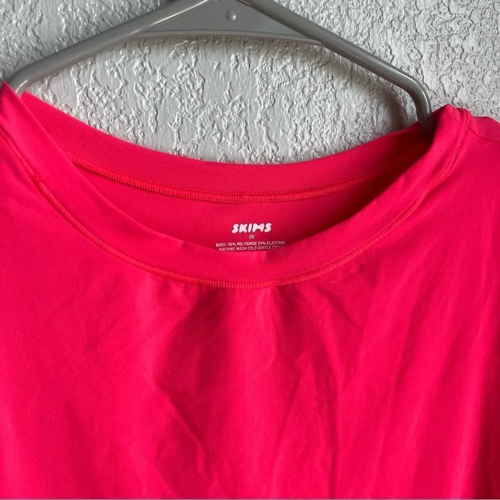 Skims Neon Pink Crewneck Bodysuit - Image 4