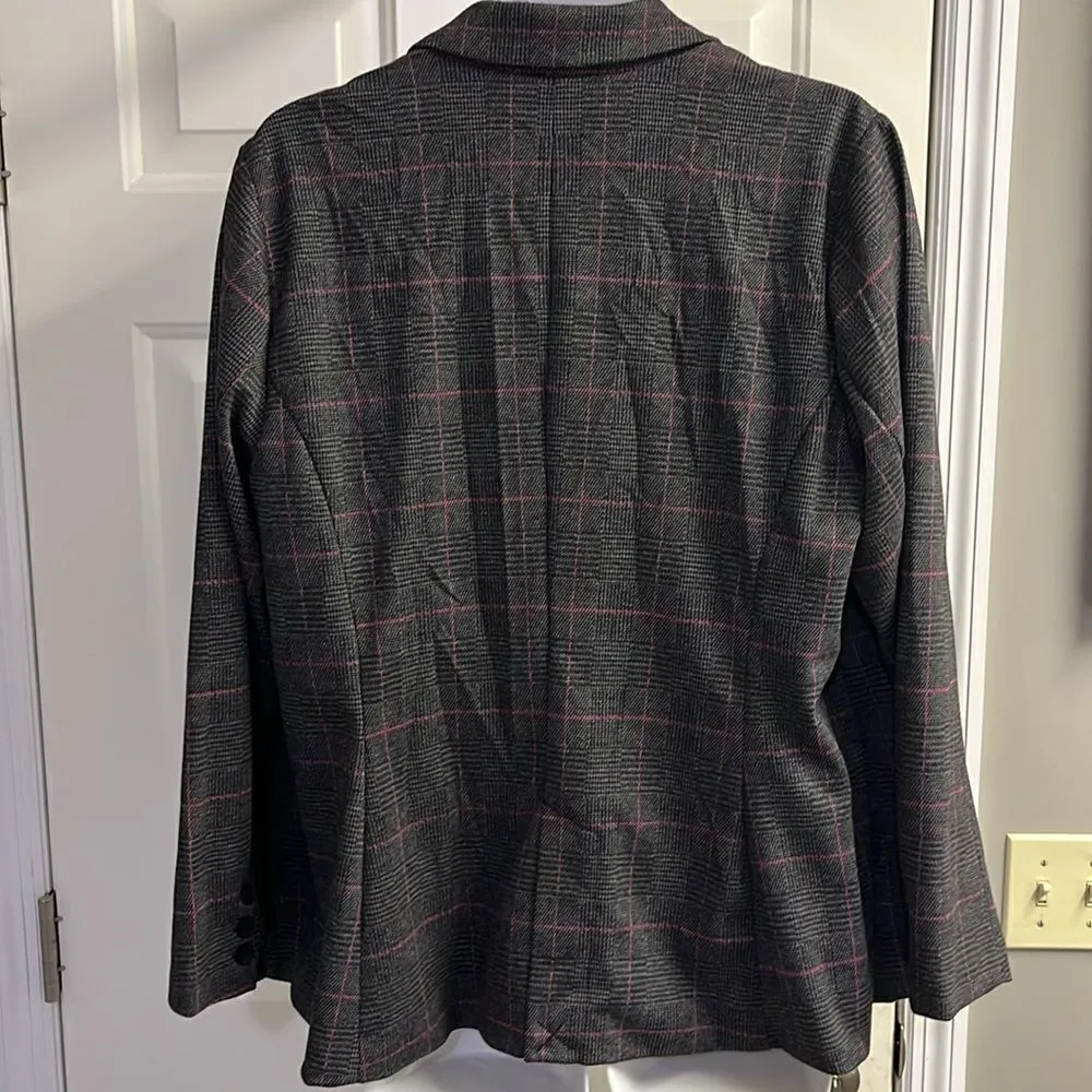 Torrid Plaid Grey/Black/Purple One Button Aline Blazer- Size 3/3XL- NWOT - Image 6