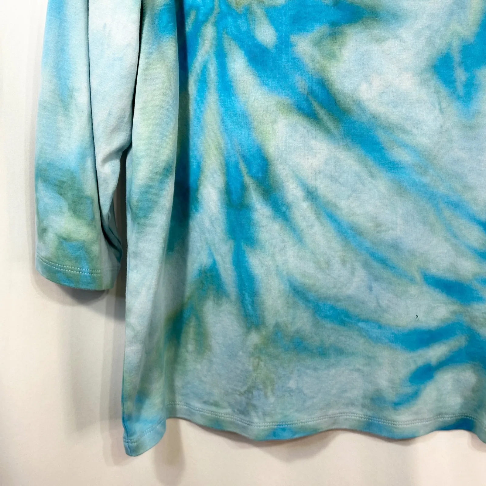 Chicos XL Top Handmade Tie Dye‎ Blue Green Cotton Boho Festival Artsy 469 - Image 6