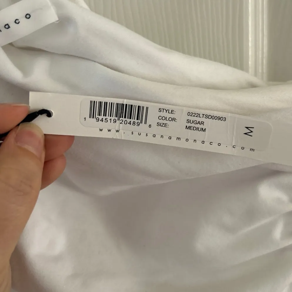 NWT Susana Monaco White "Sugar" Draped Mini One Shoulder Dress - Image 5