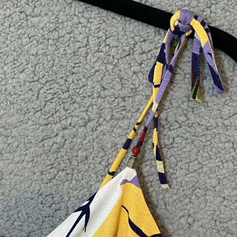 Vintage IODICE Tropical Summer Tank Top Crochet Sides Medium - Image 5