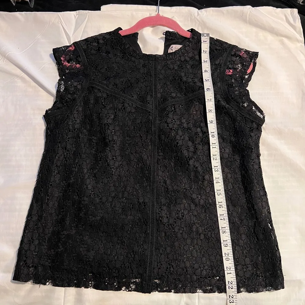 Nanette Lepore Black Lace Sleeveless Top Victorian‎ Style High Neck Blouse-SZ M - Image 3