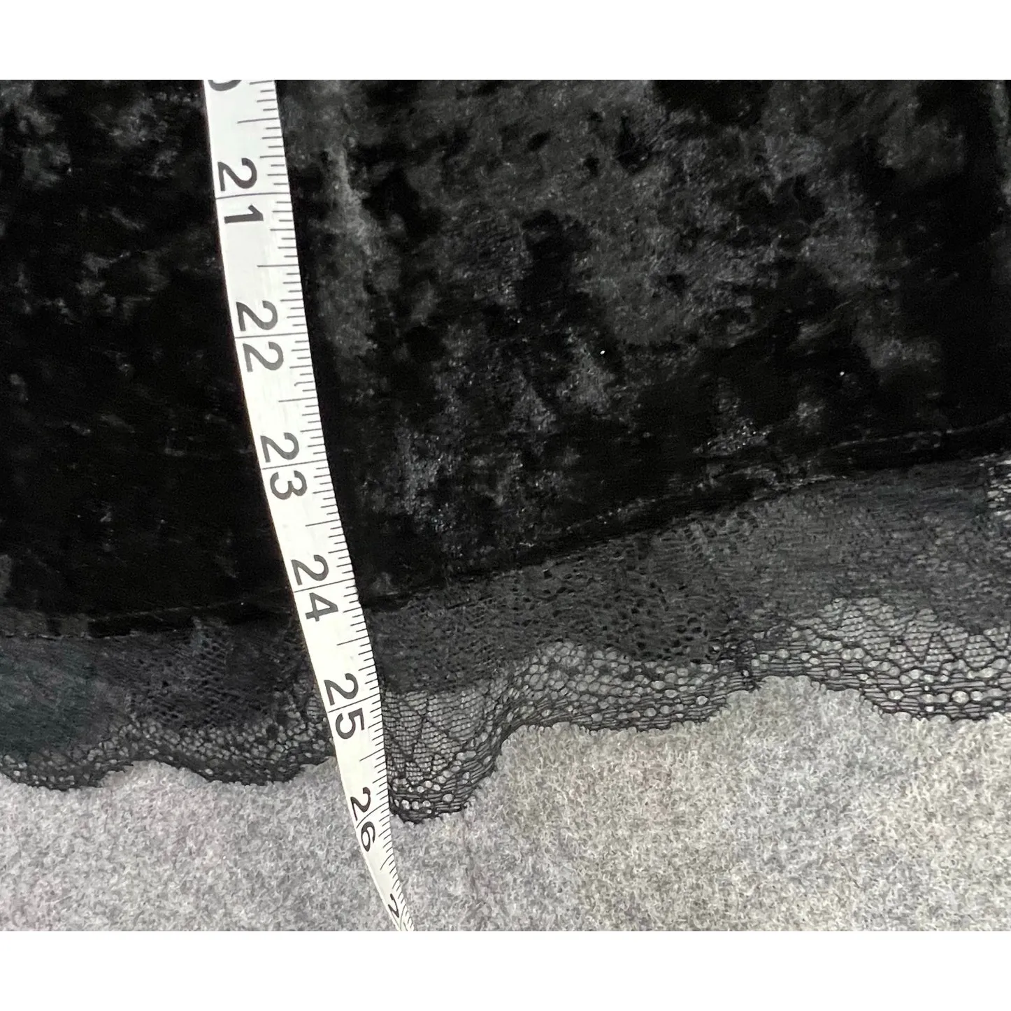 Mystree Y2K Tank Top Womens L Black Crushed Velvet Lace Trim Soft Whimsygoth - Image 10