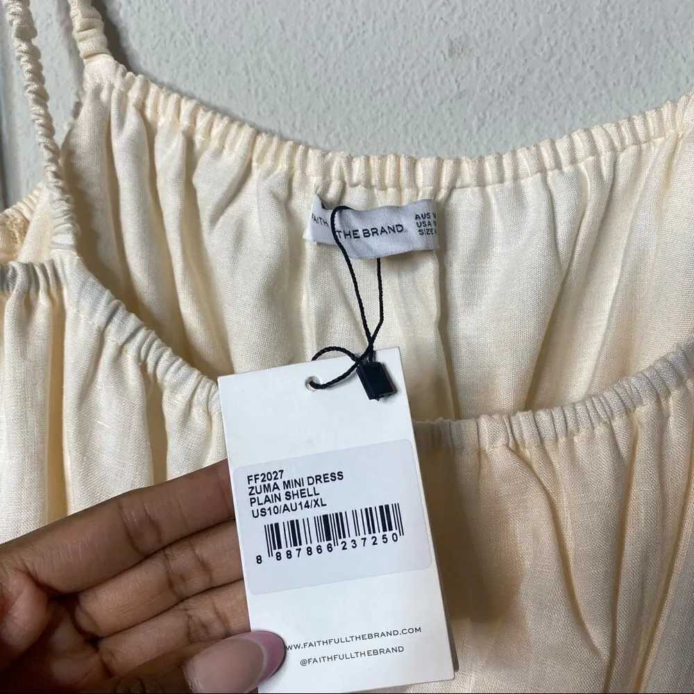 NWT Faithfull the Brand‎ Linen Cut-Out Mini Dress Zuma Size 10/XL - Image 7