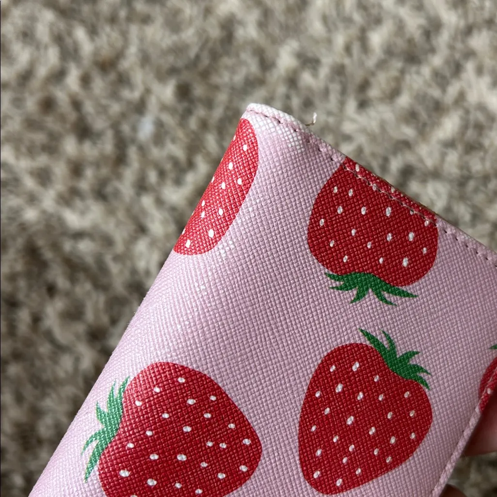 Button Strawberry Print Wallet Pink - Image 10