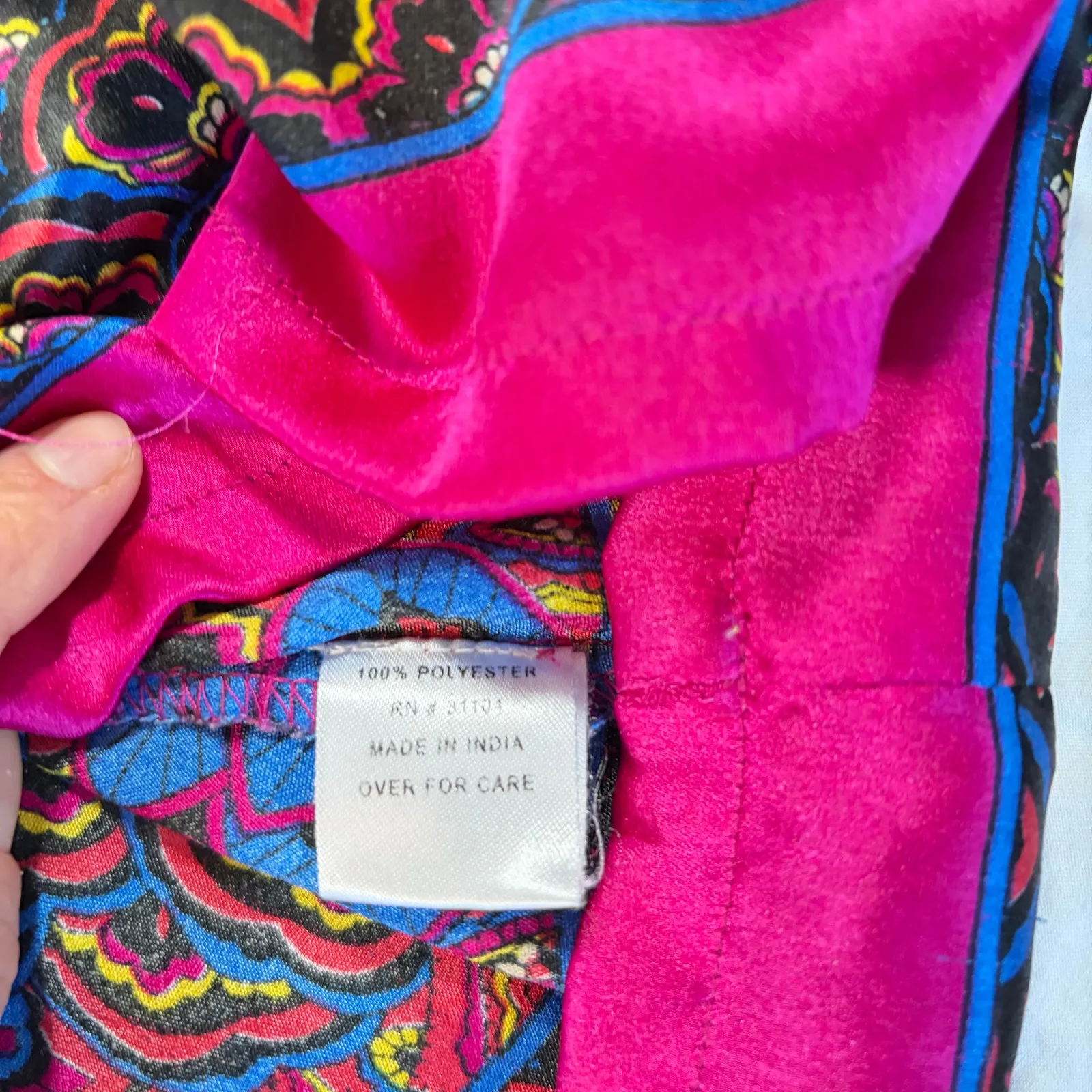 Madison womens short sleeve V neck faux wrap mini dress. Beads Satin feel Size S Blue - Image 6