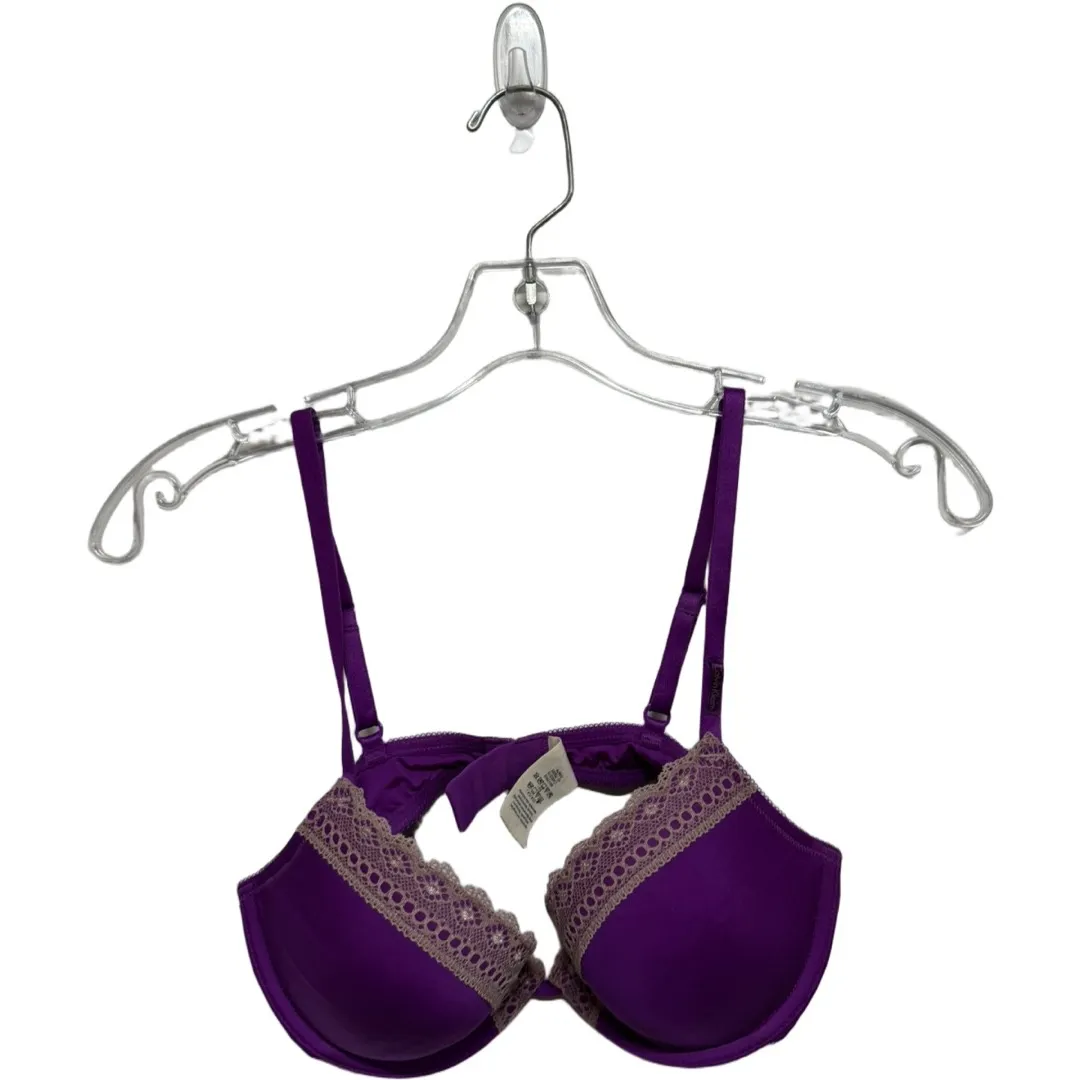 Calvin Klein Tonal Roses Demi Bra Padded Push Up Bra Purple Cream 36B adjustable - Image 2