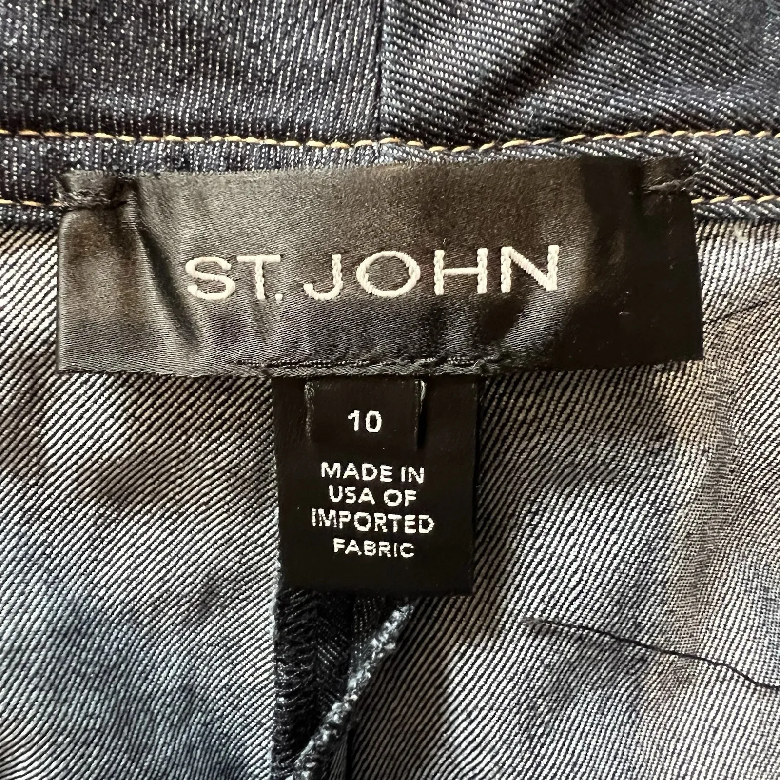 St. John‎ Blue Denim Jean Like Wide Leg Pants Cuffed Blue Boho Designer - Image 6