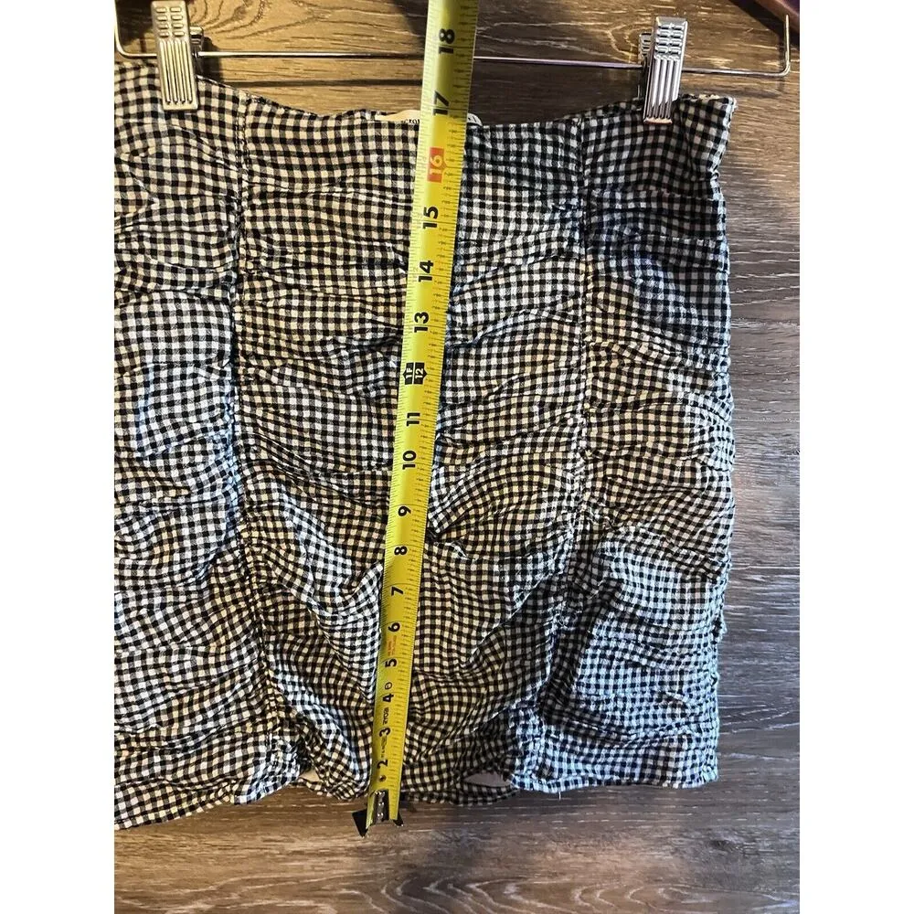 Abercrombie Fitch Mini Skirt Gray White Checkered Plaid Zip Size Small S - Image 5