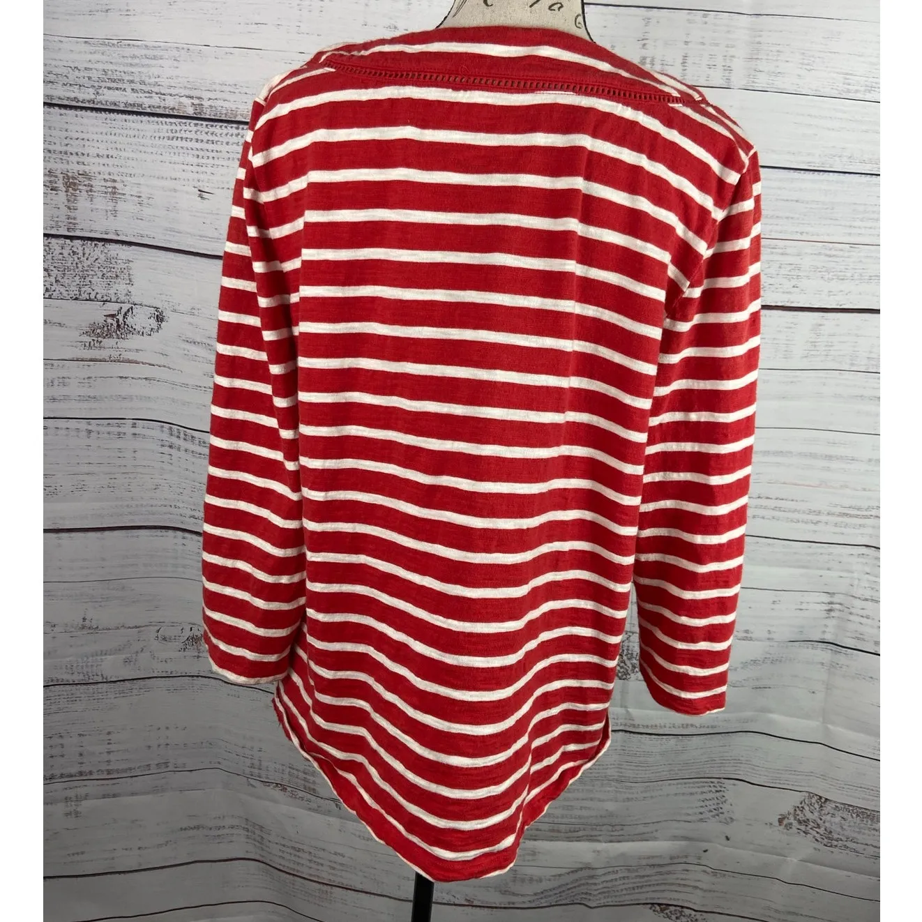 Talbots Tee Shirt Womens XL Stripe Square Neck 3/4 Quarter Sleeve Cotton - Image 4