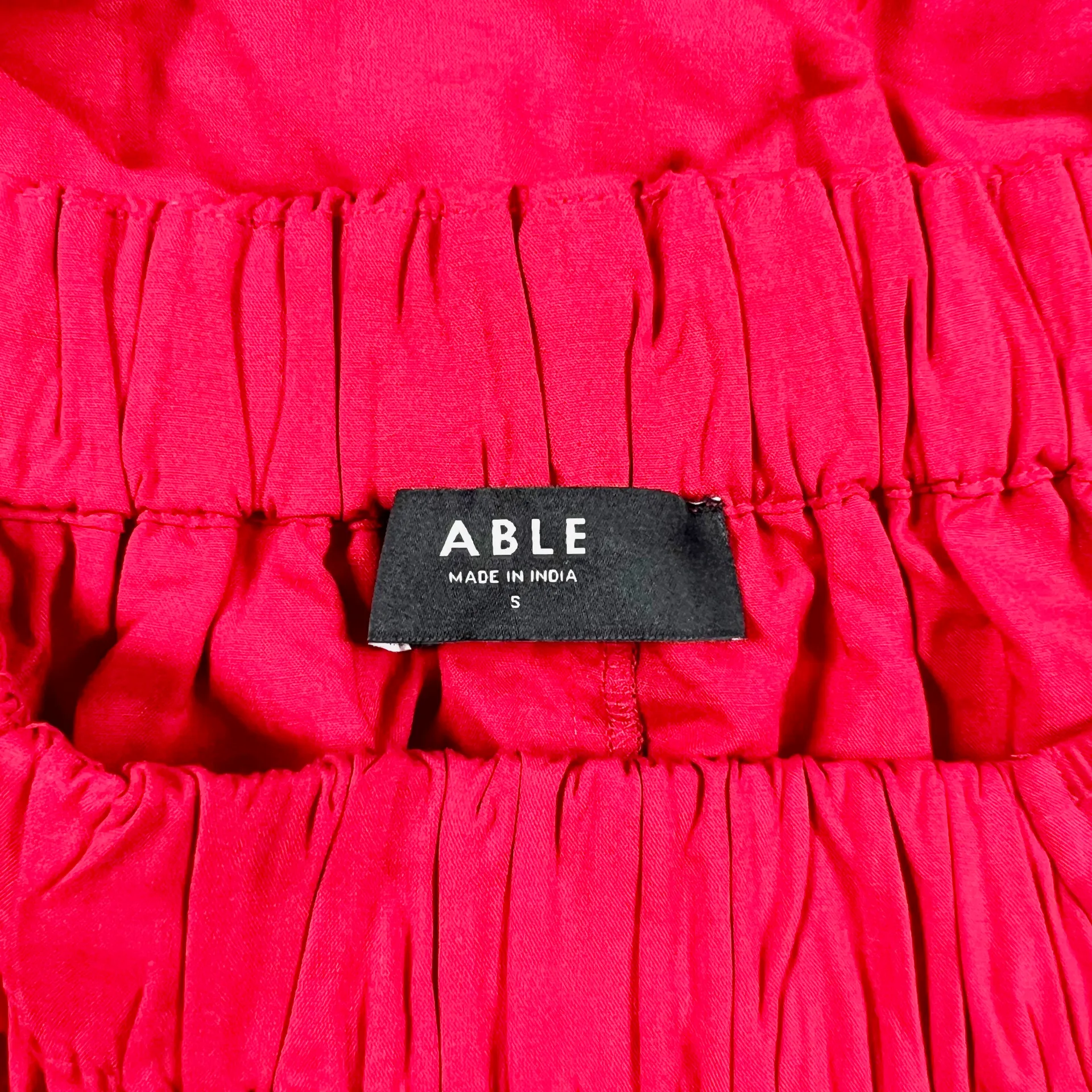 Able Ultra Soft Off The Shoulder Smocked Short Sleeve Pullover Mini Dress Red S - Image 2