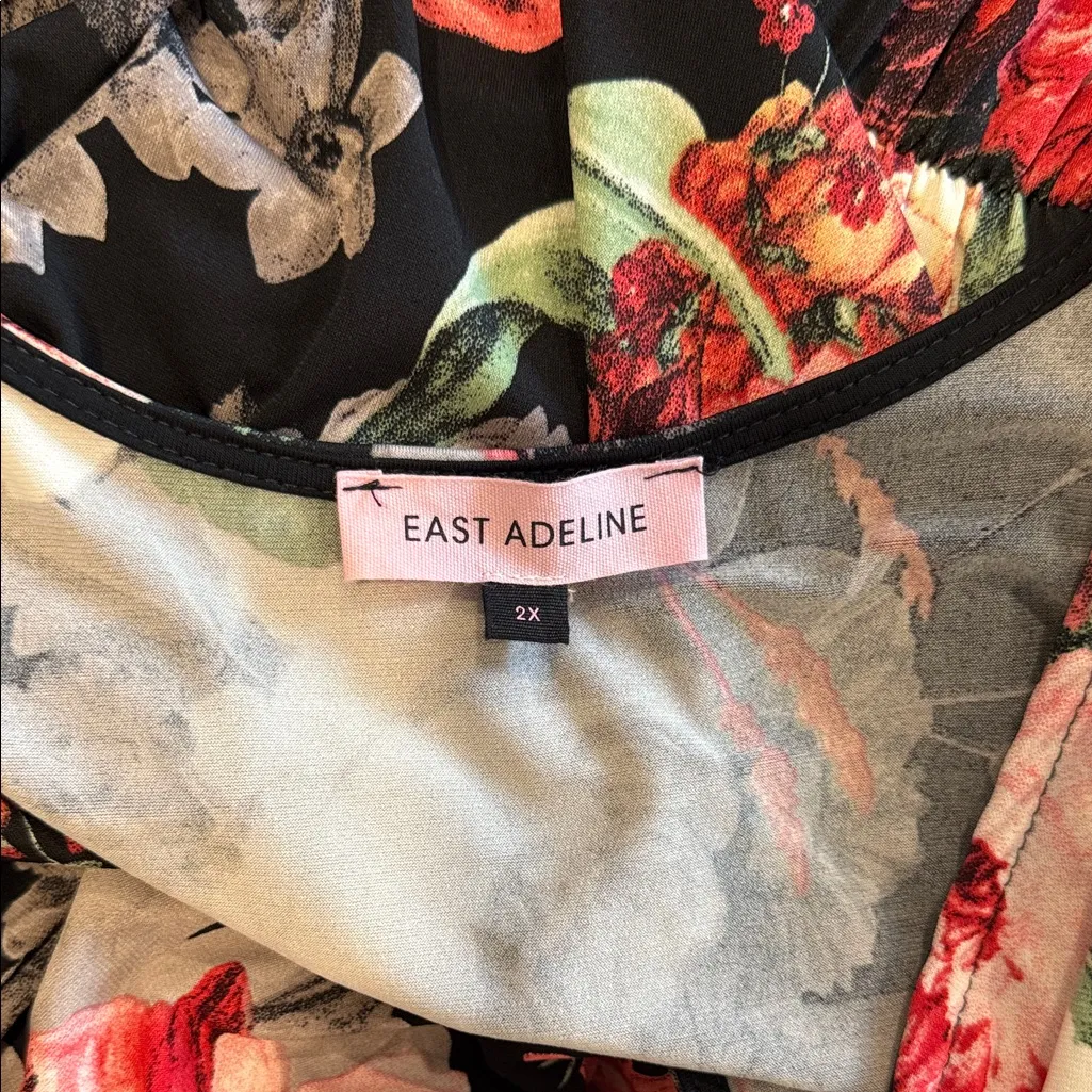 East Adeline 2X High/Low Hem Floral Maxi Dress with Crossover Top Black - Image 4