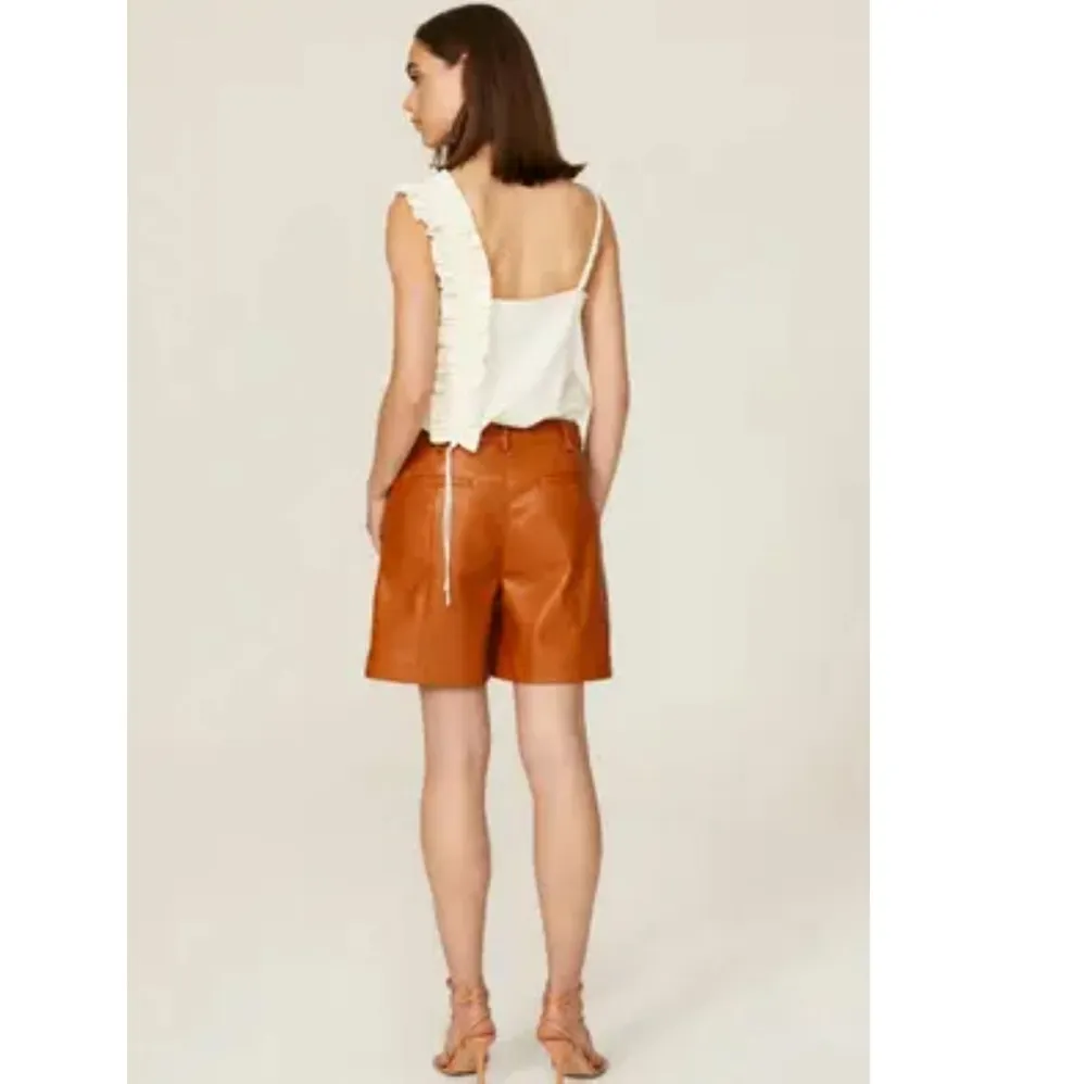 Jason Wu Collection $215 Brown Vegan Faux Leather High Rise Shorts 4 - Image 7