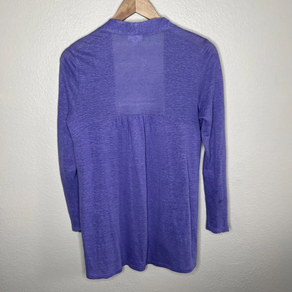 J.Jill Love Linen Transitional Open Front Light Weight Purple Cardigan XS Petite - Image 7
