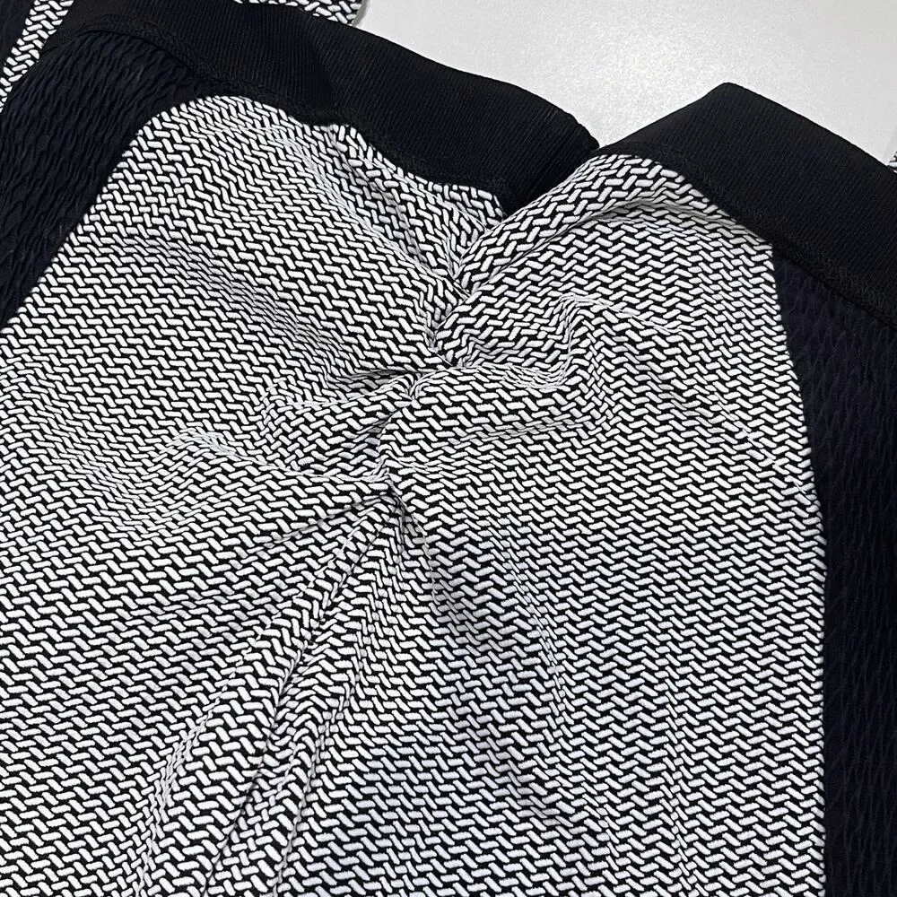 Blue Life Fit L Jacquard Legging Black White Scrunch Butt Stretch Rouched Gym - Image 10