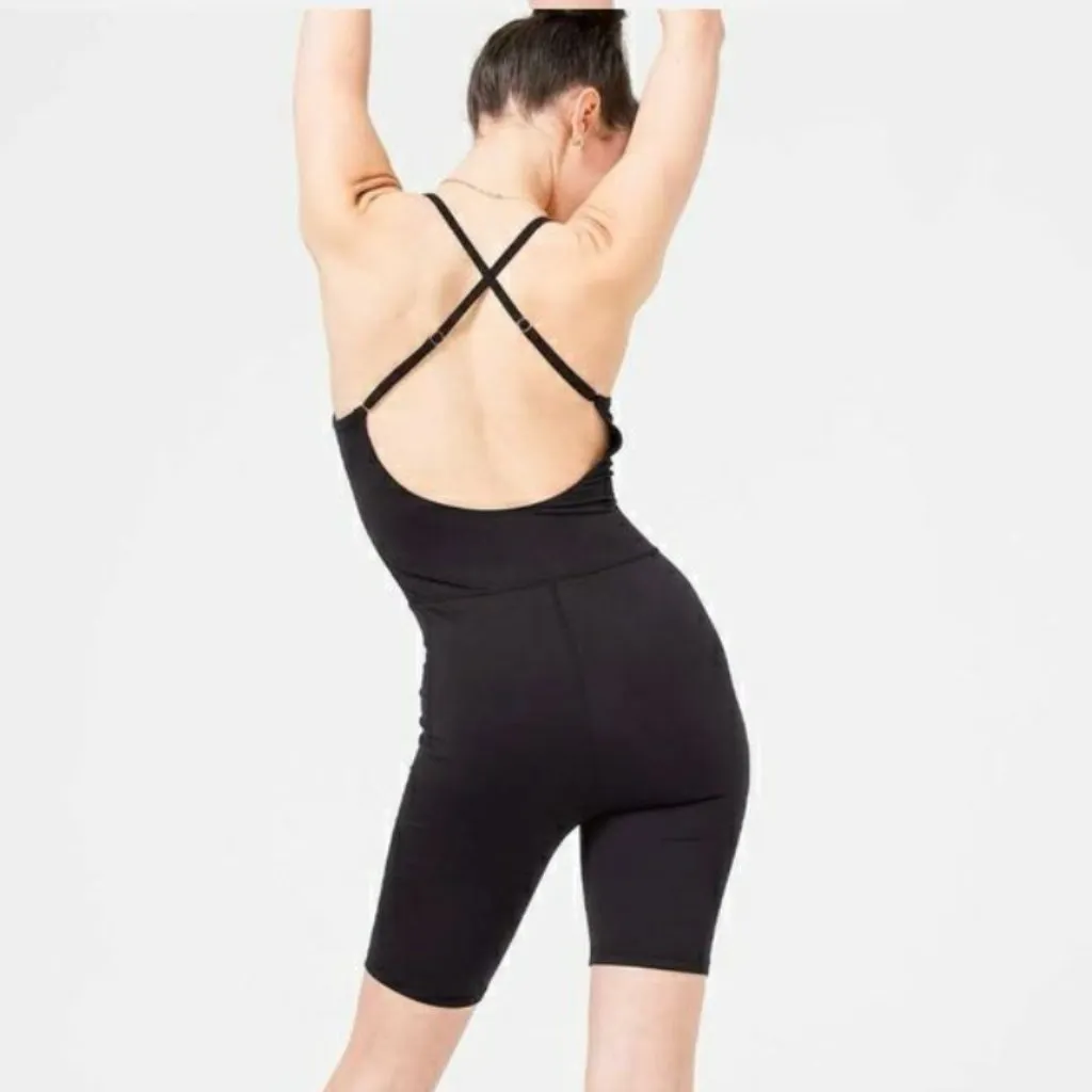 Terez TLC Short Bodysuit Romper in Jet Black Size Medium - Image 2