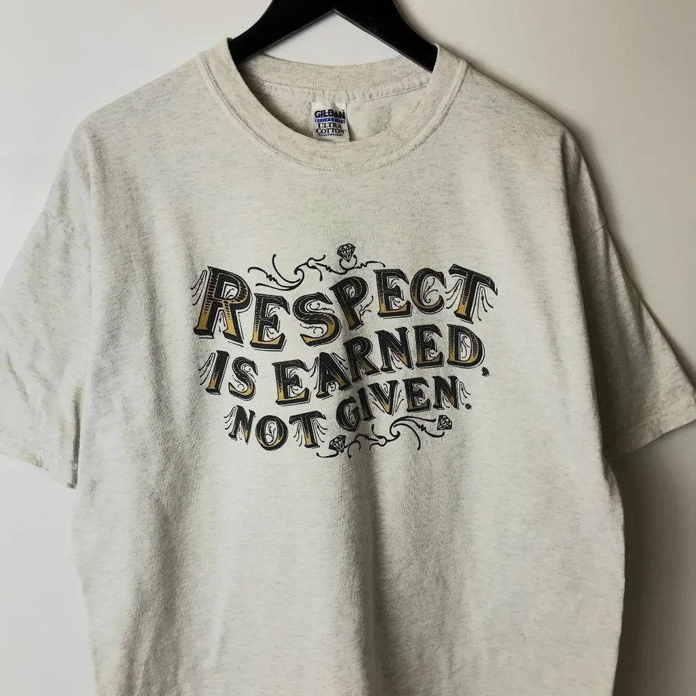 Vintage Respect Is Earned Not Given T Shirt Religious Diamond Team Gray XL - Image 15