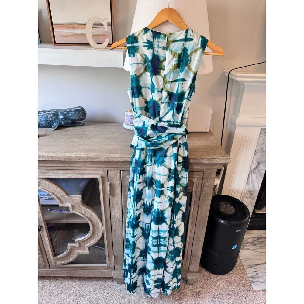 NWT Banana Republic Voile Wrap Waist Maxi Dress Green Tye Dye Size 0 - Image 7