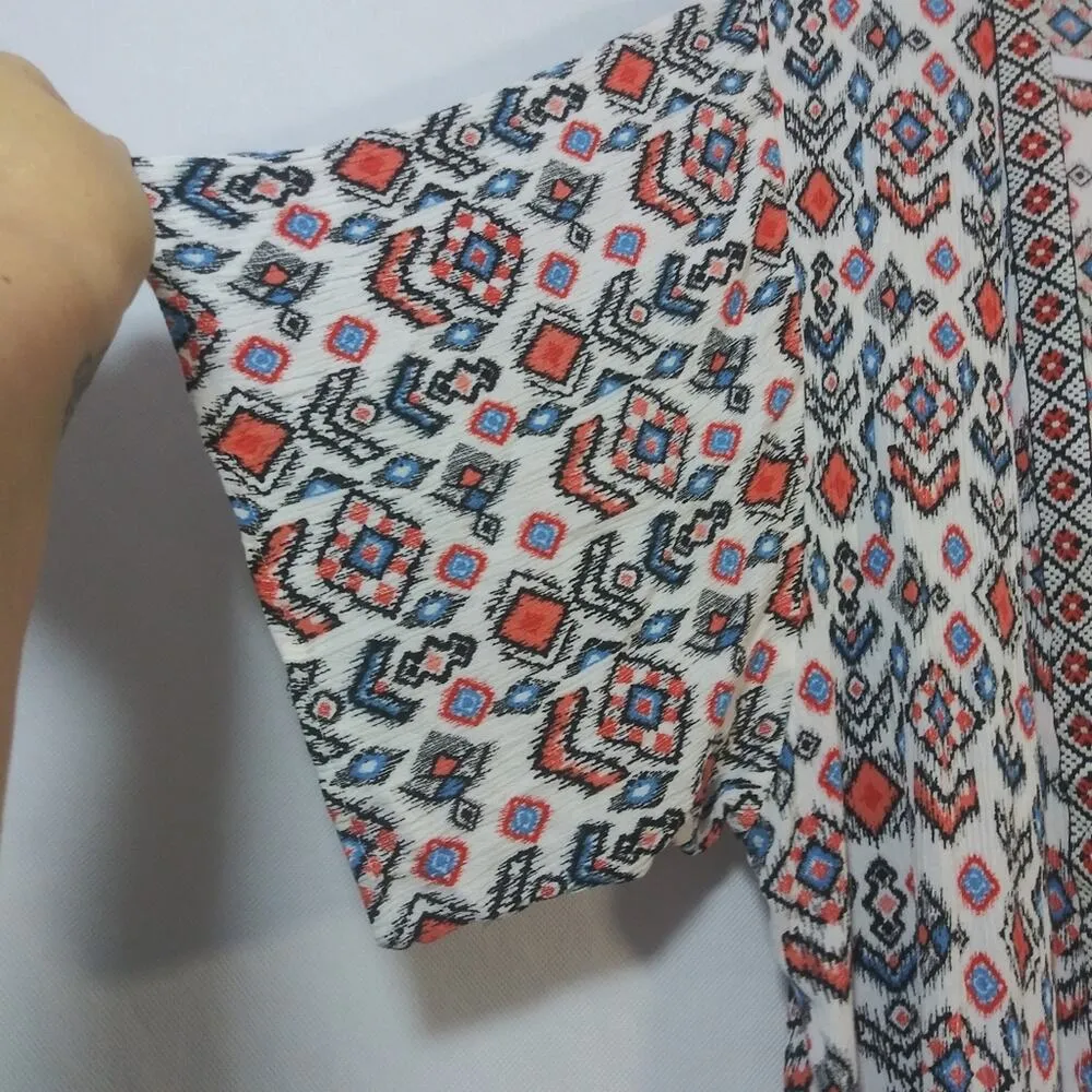 Skies Are Blue Light Weight Fringe Open Shrug Cardigan Beachy Boho Size L - Image 7