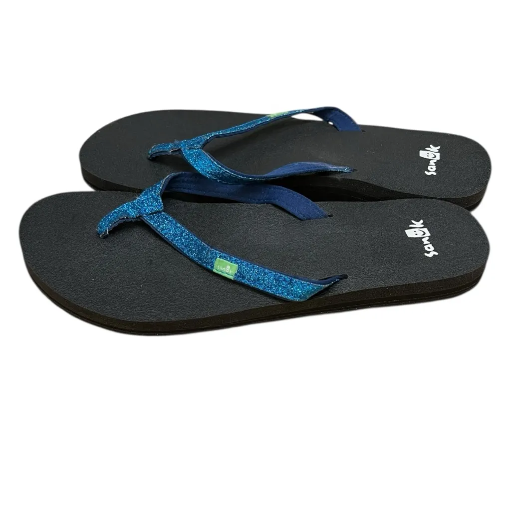 Sanuk Women's Yoga Joy Sparkle flip-flops - Blue Glitter Strap - Size 7 - Image 4