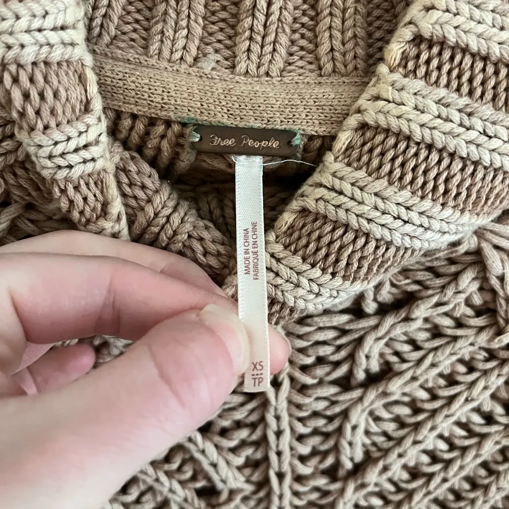 Free People Chunky Knit Tan Sweater - Image 4