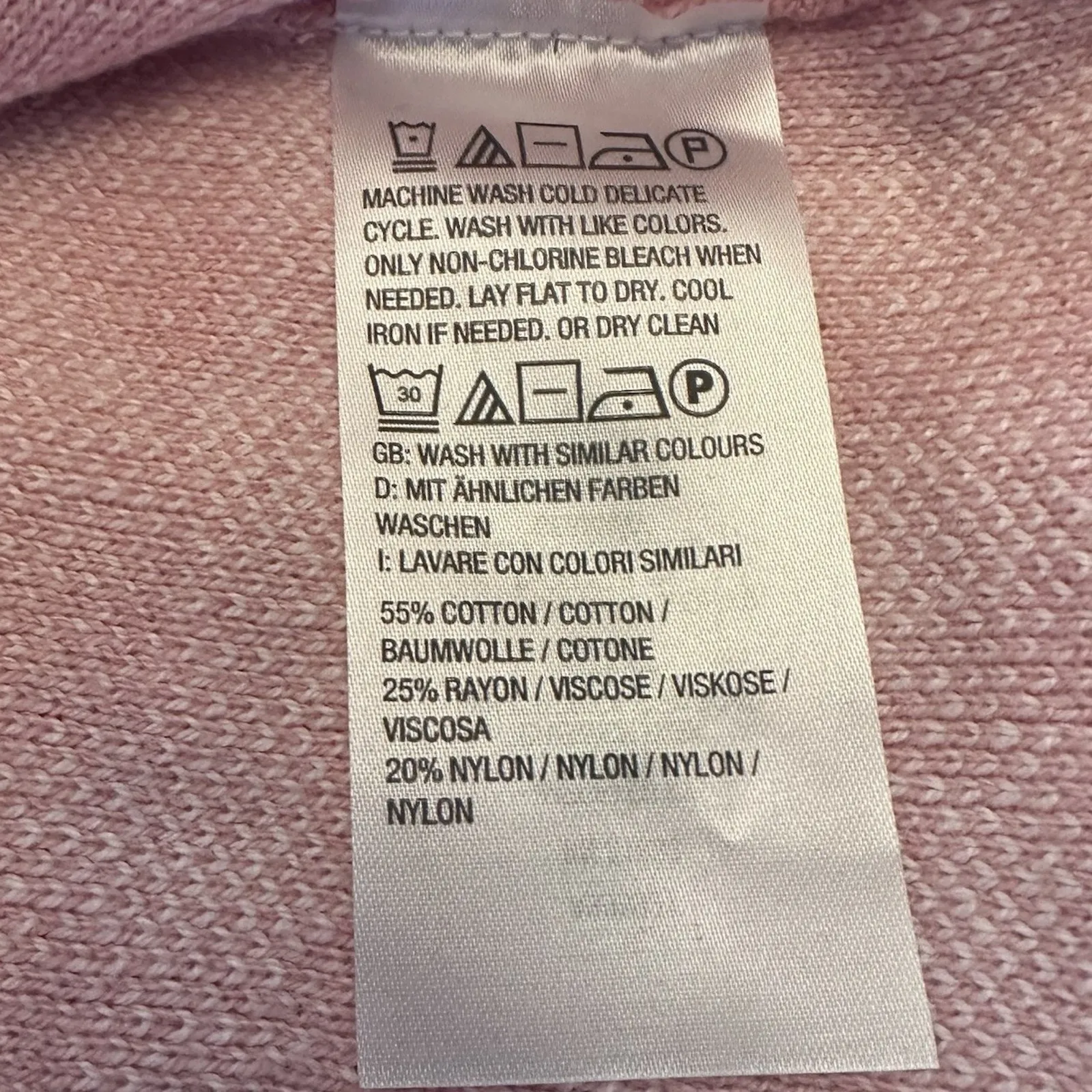 Denim & Co Pink White Jacquard Gingham Check V Neck Cardigan Sweater Womens 2X - Image 6